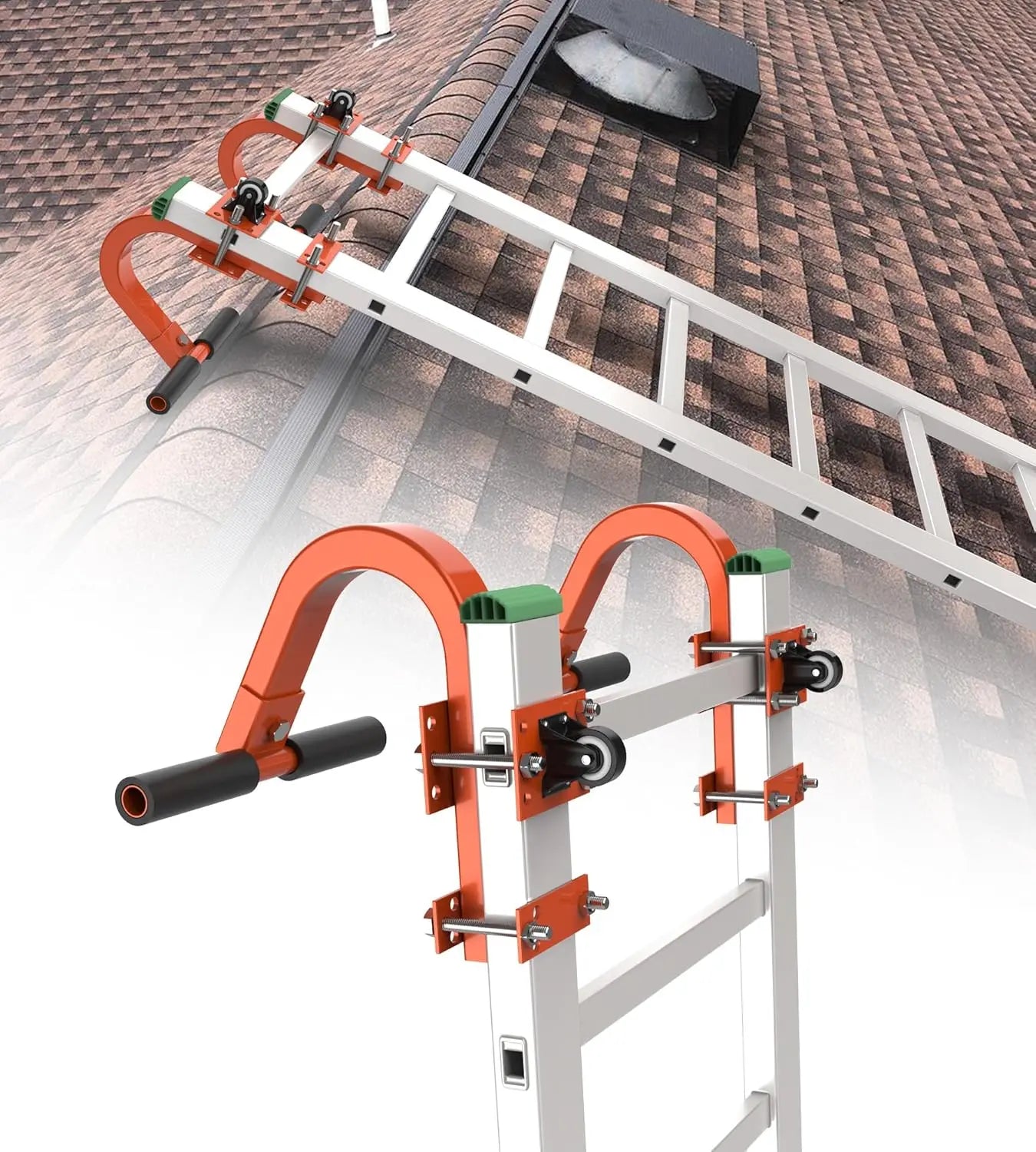 Ladder Roof Hook with Wheel - Heavy Duty 500 lbs for Roof Safety-1