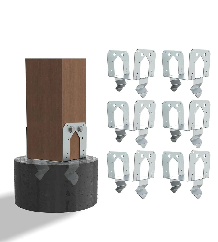 6-Piece 6x6 Post Base Anchor - Galvanized Steel for Deck/Fence/Pergola-1