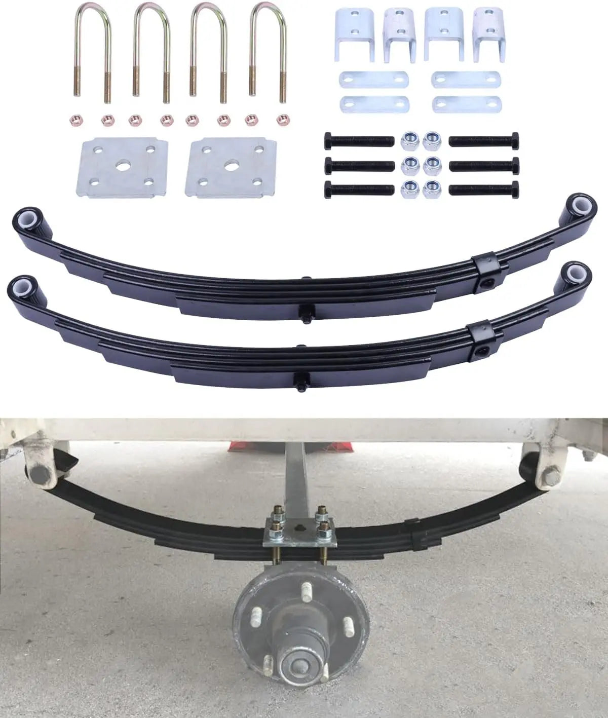 Trailer Leaf Spring Kit 3500lb Single Axle 4 Leaf Spring Kit with U-Bolts & Hangers