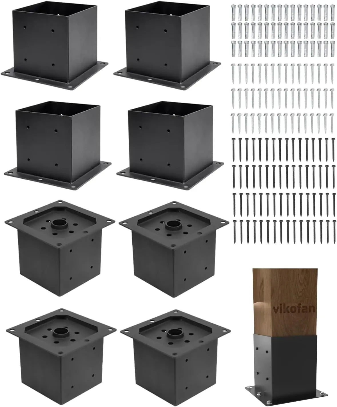 8-Pack 6x6 Raised Post Base - Heavy Duty Steel Anchor for Deck/Pergola-1