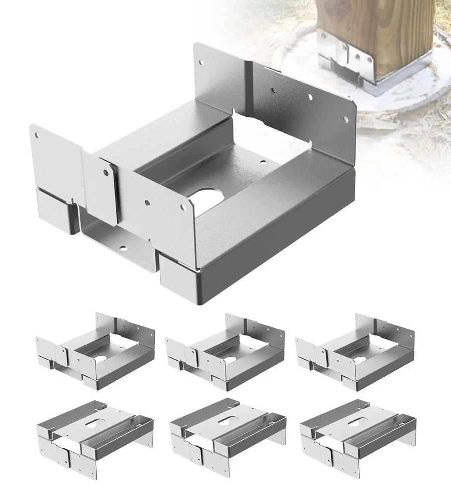 6 PCS 6x6 Adjustable Galvanized Post Base for Concrete-1