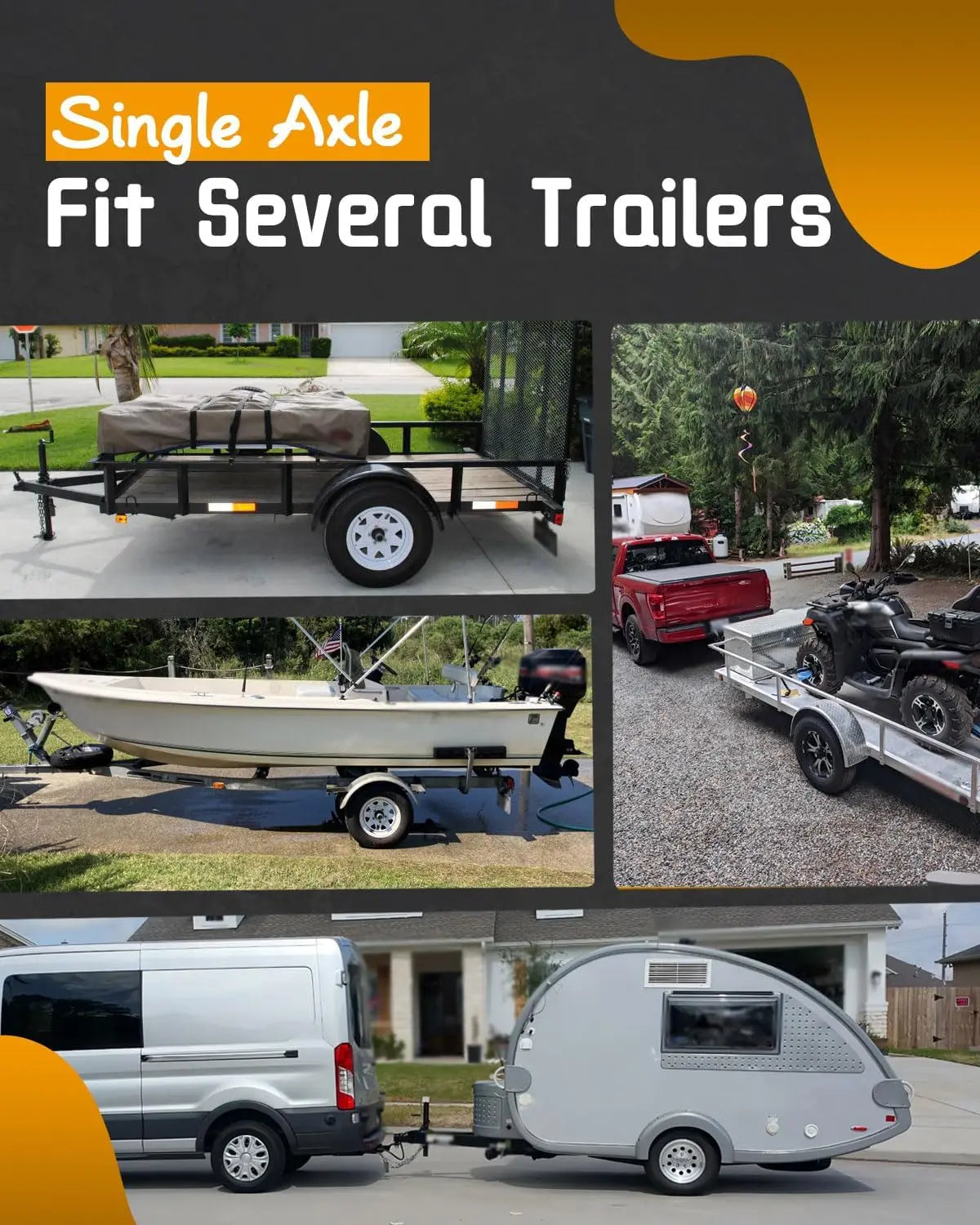 Trailer Leaf Spring Kit 3500lb Single Axle 4 Leaf Spring Kit with U-Bolts & Hangers