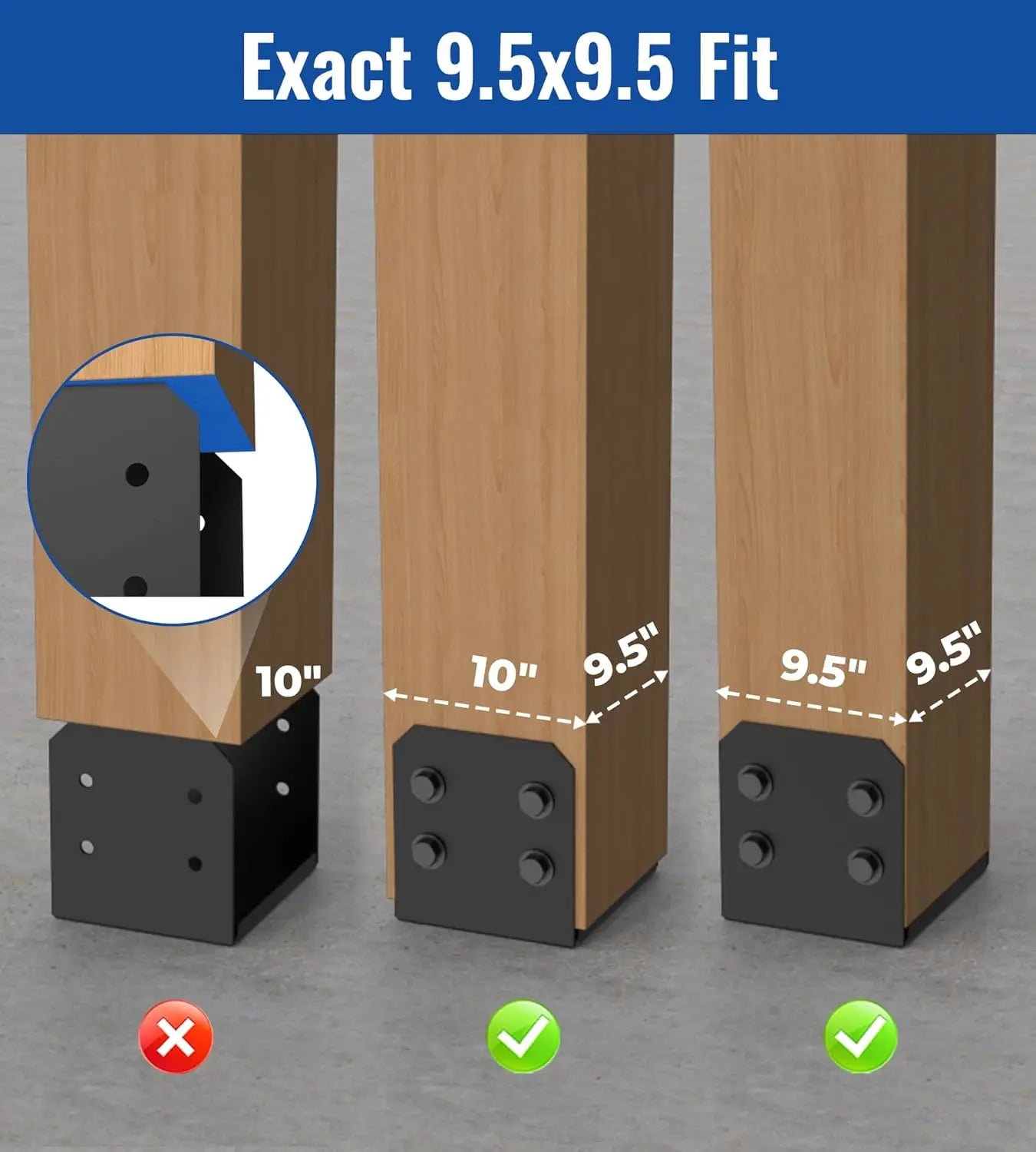 Post Base Anchor for 10x10 Wood (9.5" Actual)-2
