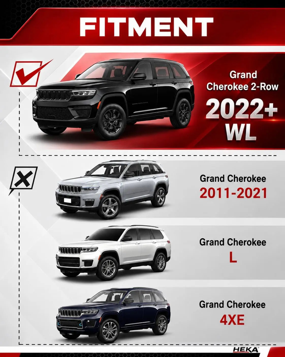 Running Boards Fit for 2022-2026 Grand Cherokee 2-Row WL – Except 4xe