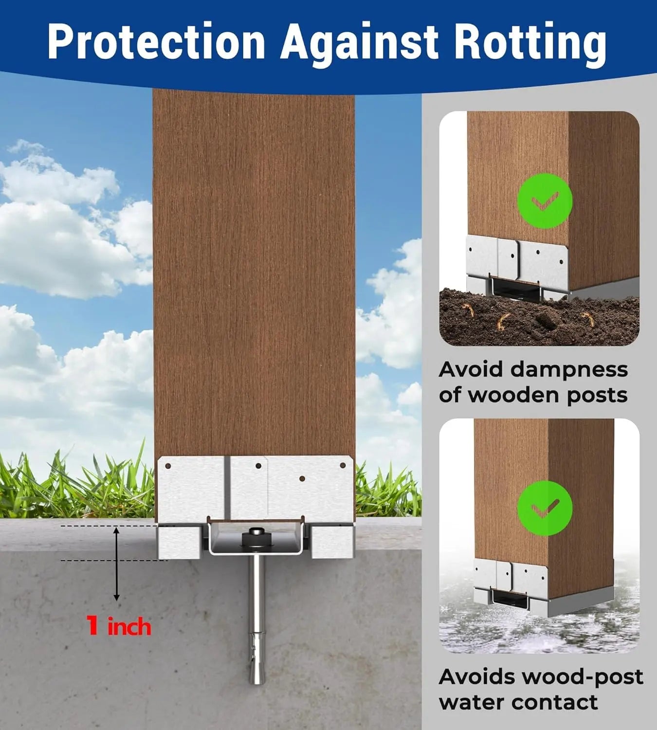 6x6 Post Base – 1 Pack for Actual 5.5"x5.5" Wood Posts-3