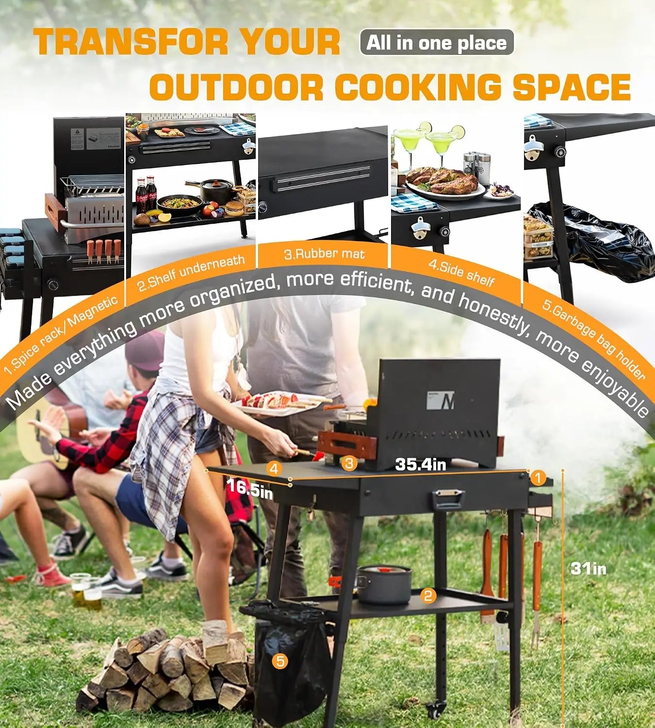 Upgraded Heavy-duty Foldable Grill Stand with Adjustable Height for Blackstone 17" & 22" Griddles