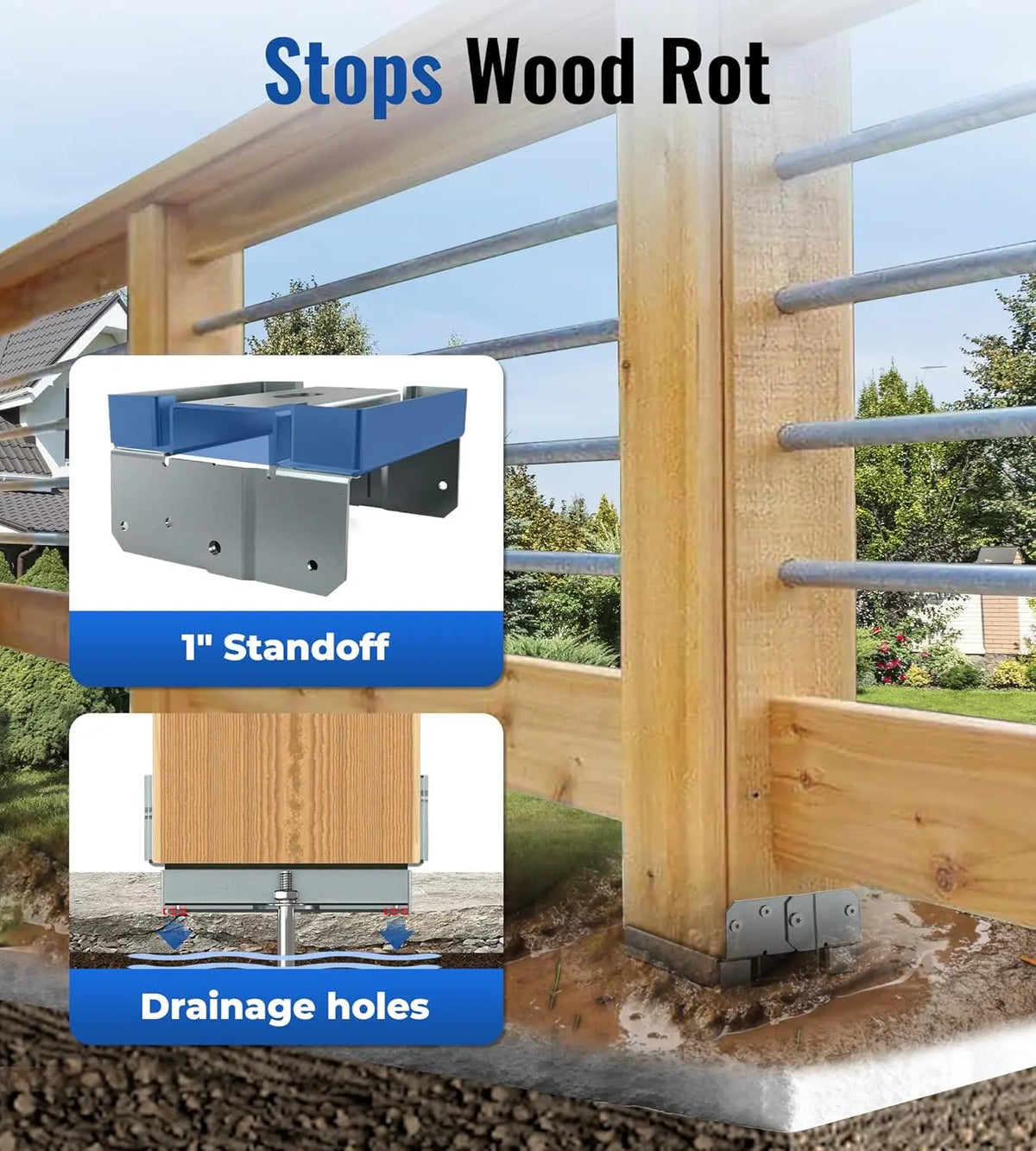 6x6 Postsaver Vikofan 10-Pack 6x6 Post Base Heavy Duty - Galvanized Steel Deck Post ...