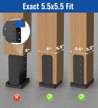 2 Pack 6x6 (5.5x5.5 Actual) Post Base - 1" Standoff-3