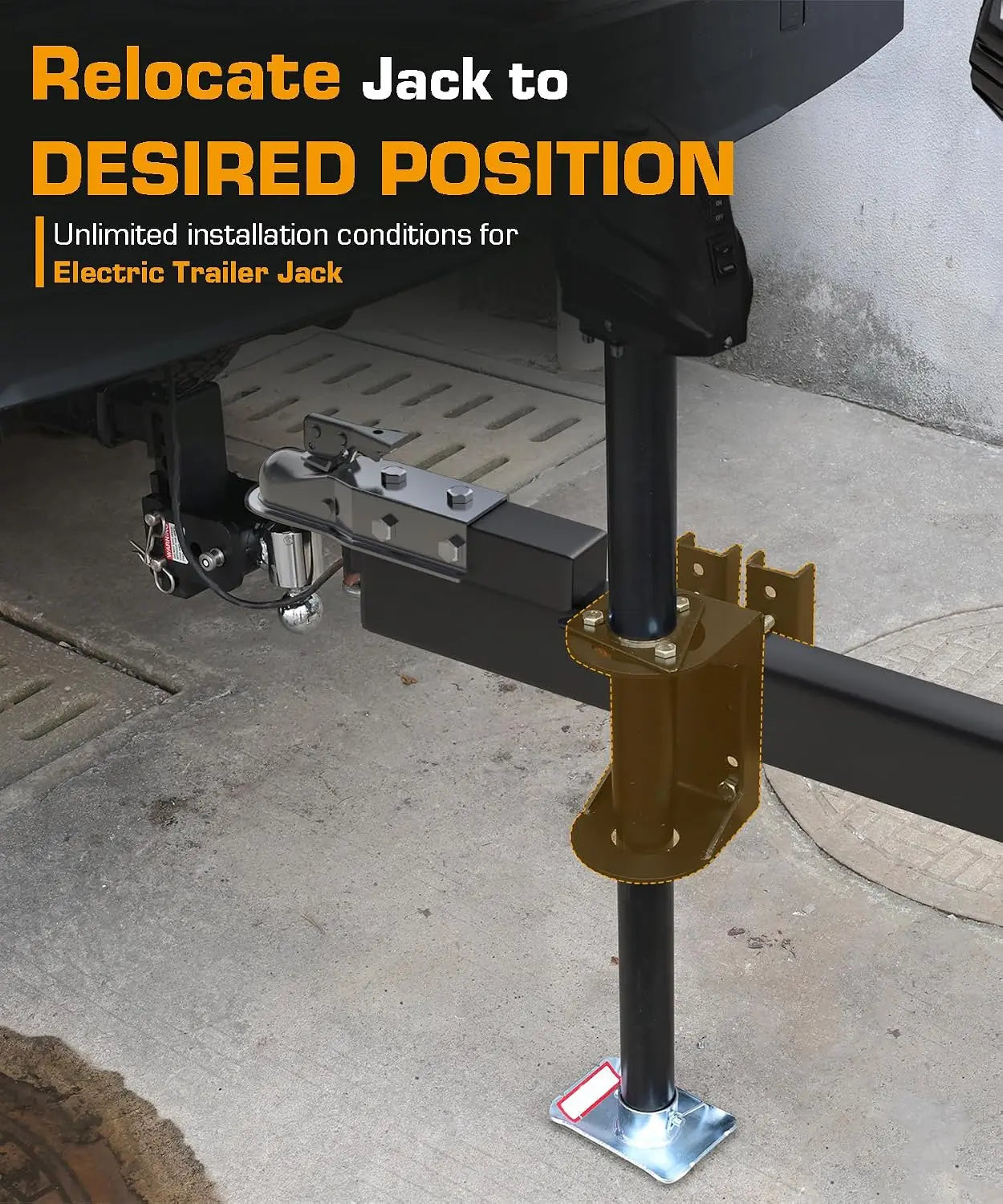 Bolt-On Trailer Jack Relocation Bracket for A-Frame & 3-Bolt Jacks