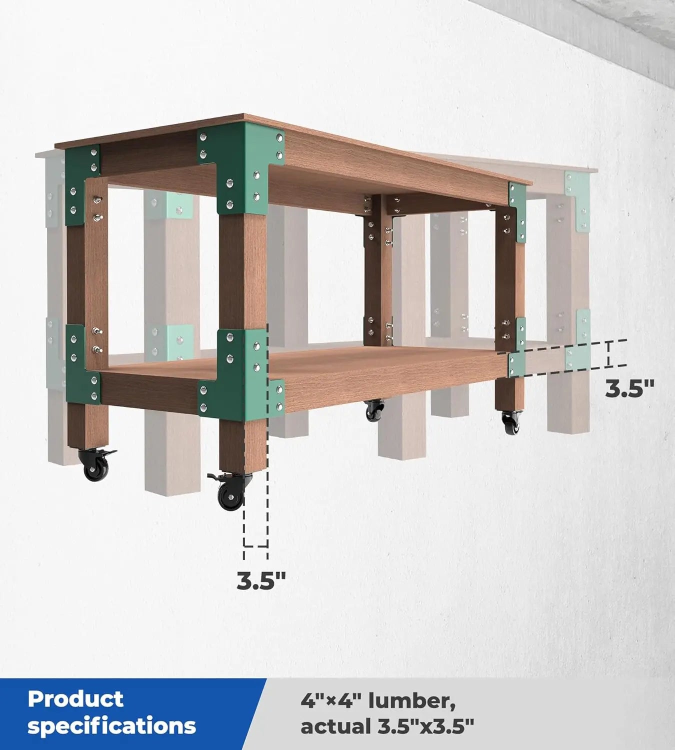 8PCS Heavy Duty Workbench Bracket Kit – 4mm Steel for 2x4 Lumber-6