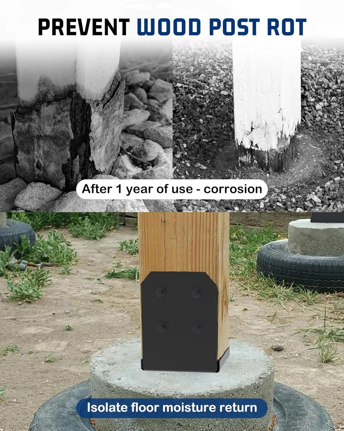 4-Pack 8x8 Post Base Brackets - Heavy Duty Steel Anchor for Pergola/Gazebo/Playset-9