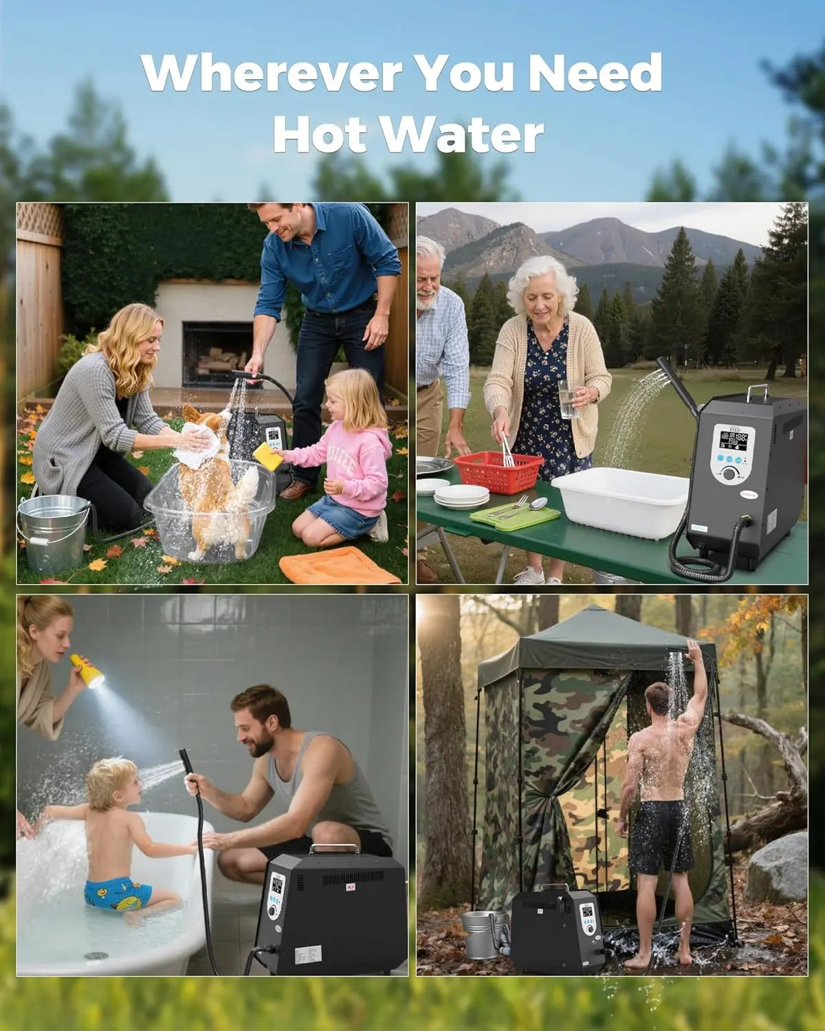 Portable Propane Water Heater 1.5 GPM with Pump & Shower Head-4