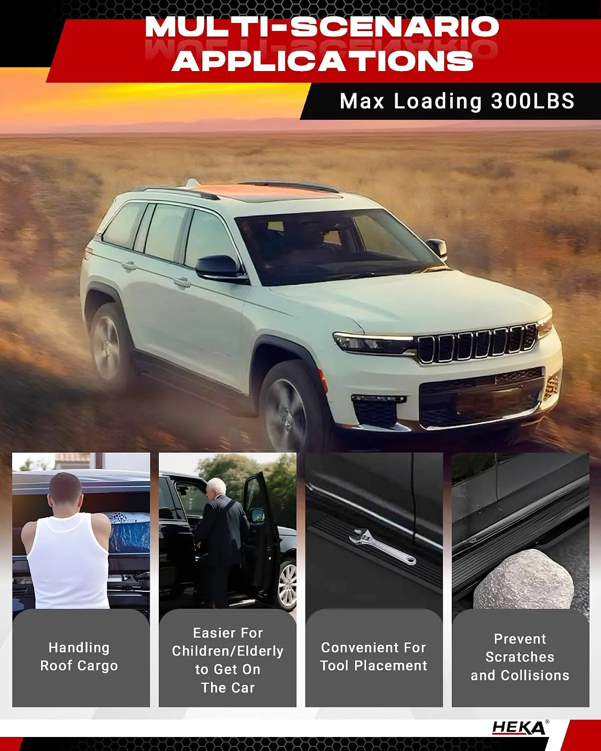 4.13" Running Boards Fit for 2021-2026 Jeep Grand Cherokee L 3-Row Aluminum Alloy Anti-Corrosion Side Steps Nerf Bars 2 pcs
