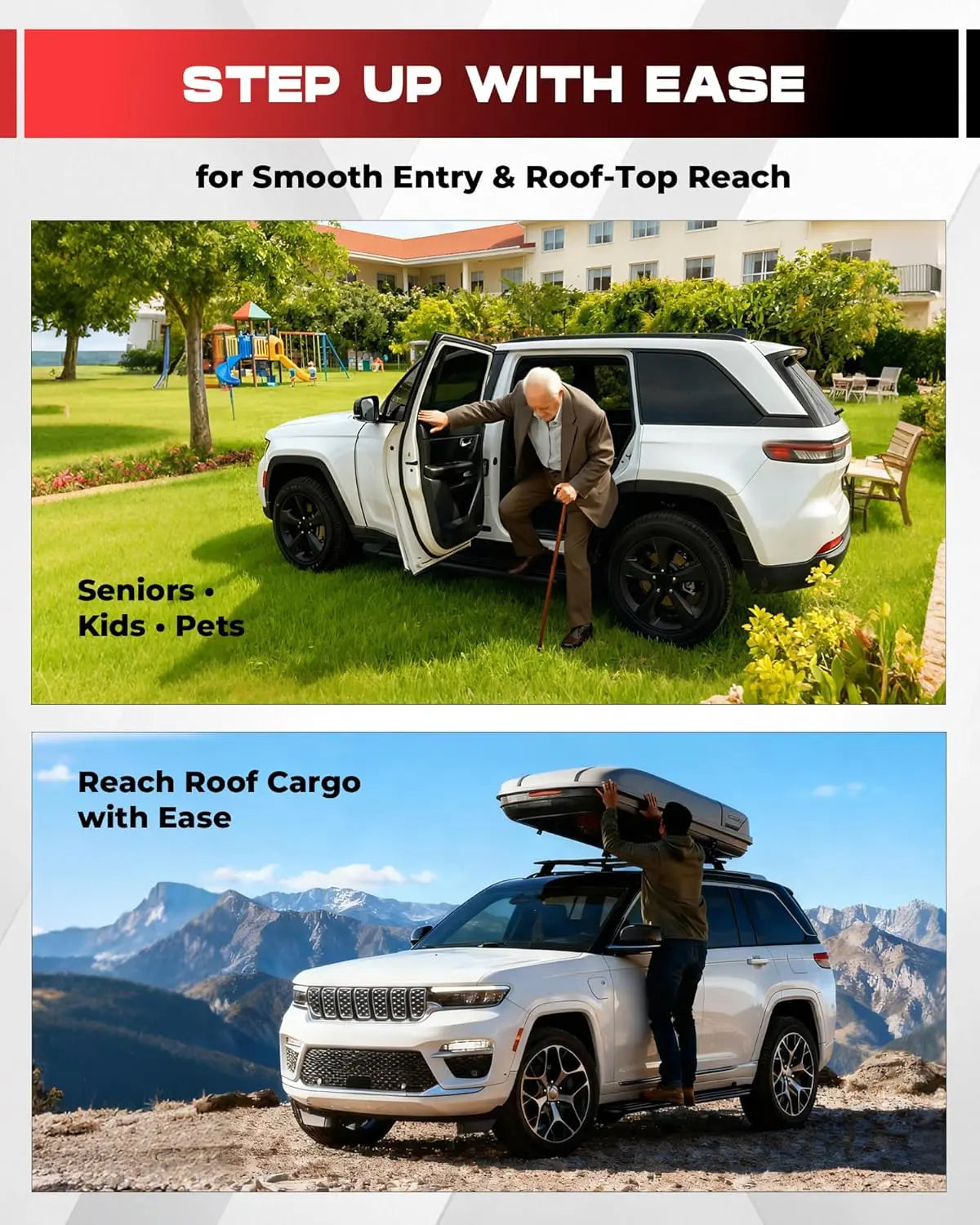 Running Boards Fit for 2022-2026 Grand Cherokee 2-Row WL – Except 4xe