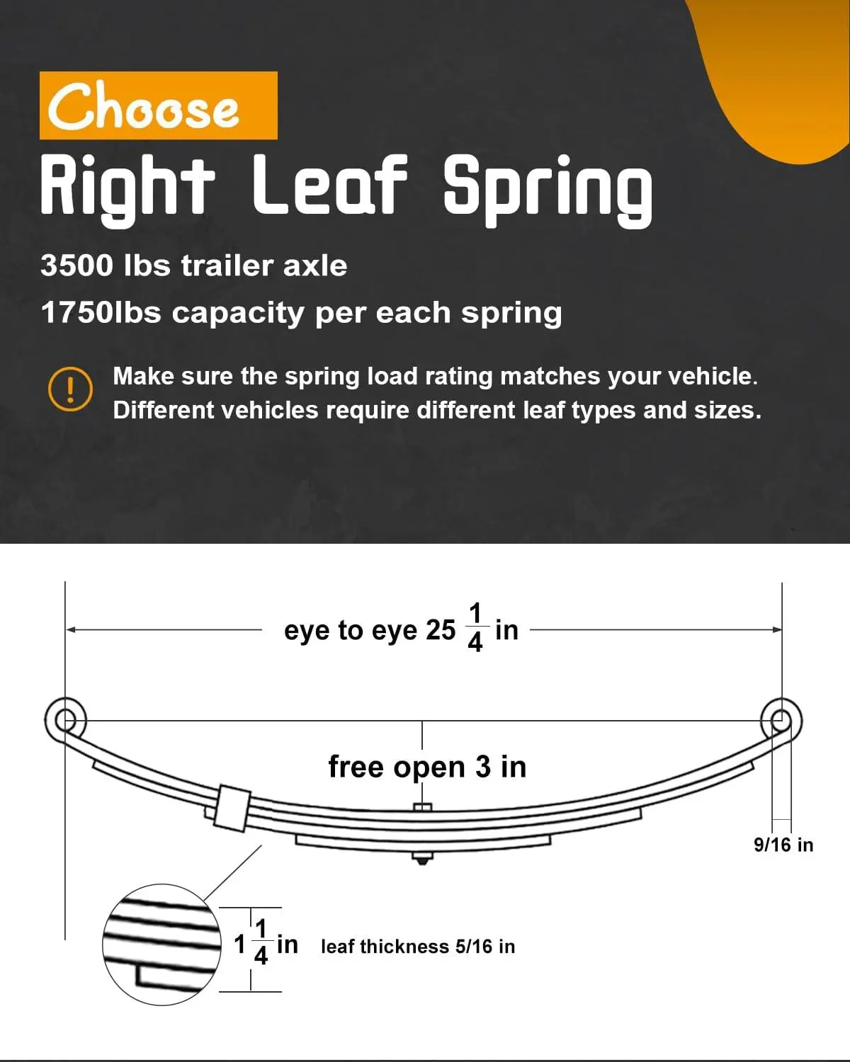 Trailer Leaf Spring Kit 3500lb Single Axle 4 Leaf Spring Kit with U-Bolts & Hangers