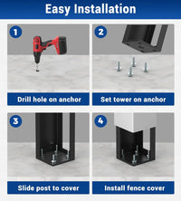 5x5x24 Vinyl Fence Post Mount Tower with Outdoor Powder Coating-4
