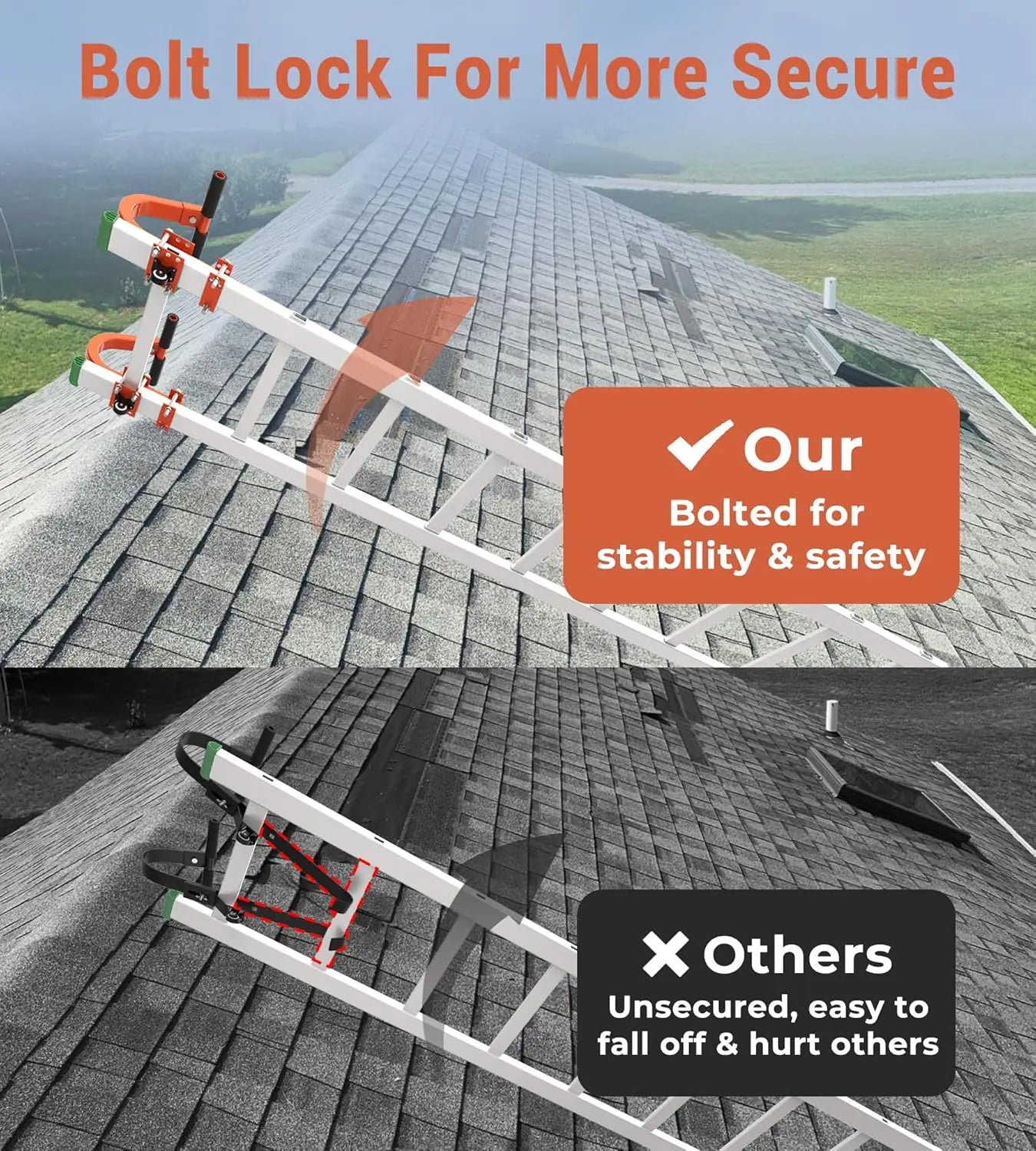 Ladder Roof Hook with Wheel - Heavy Duty 500 lbs for Roof Safety-4