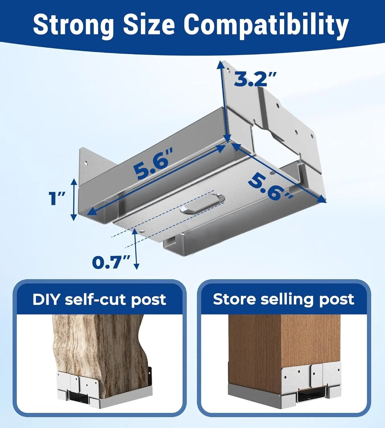 6 PCS 6x6 Adjustable Galvanized Post Base for Concrete-5