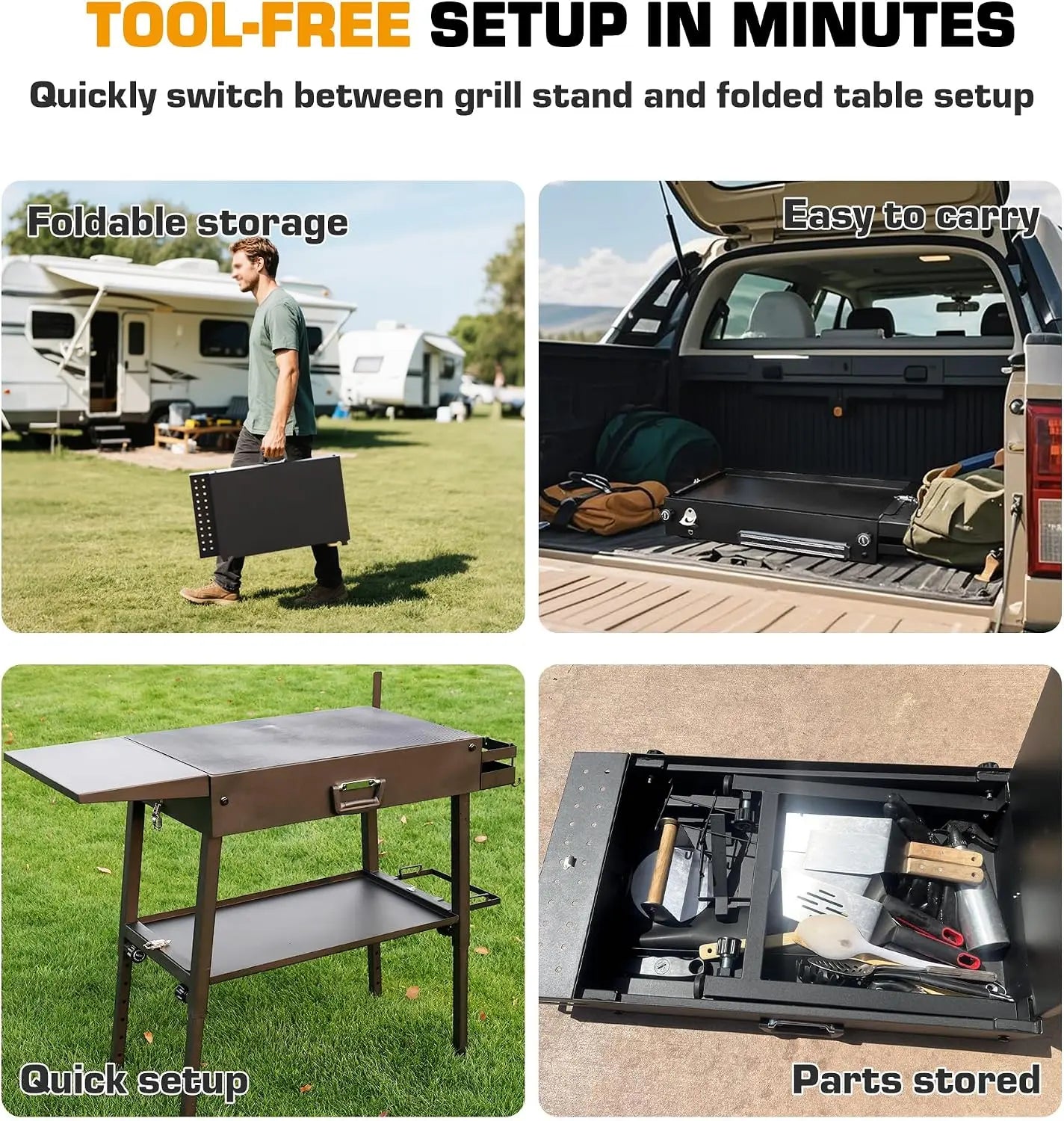 Upgraded Heavy-duty Foldable Grill Stand with Adjustable Height for Blackstone 17" & 22" Griddles
