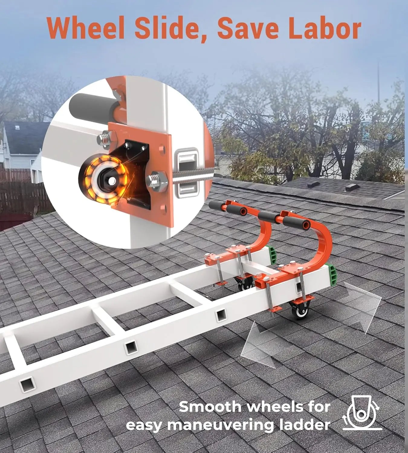 Ladder Roof Hook with Wheel - Heavy Duty 500 lbs for Roof Safety-5