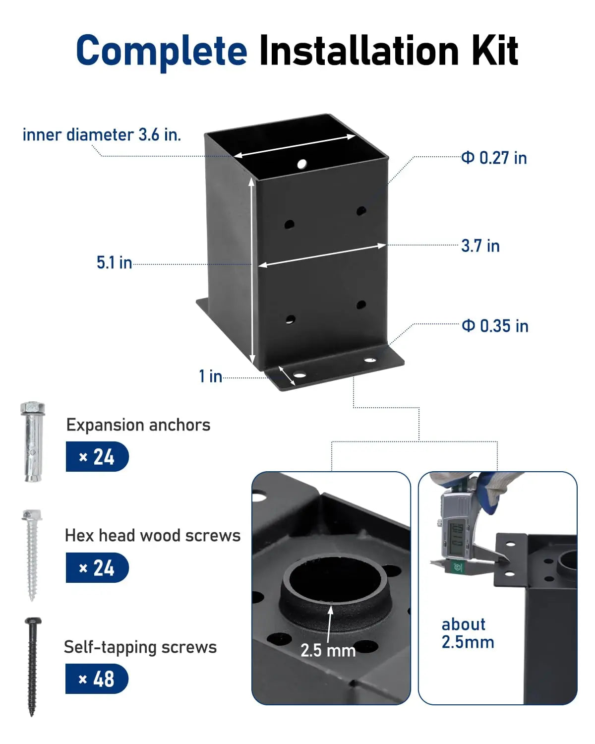 6-Pack 4x4 Edge-Mount Post Base Brackets-5