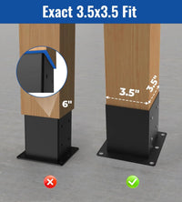 Vikofan 4-Pack 4x4 Post Base Brackets for Concrete - 3.5"x3.5" Wood Post Anchor - Deck, Fence, Pergola Raised Mount with Hardware - Rust-Resistant Black Steel