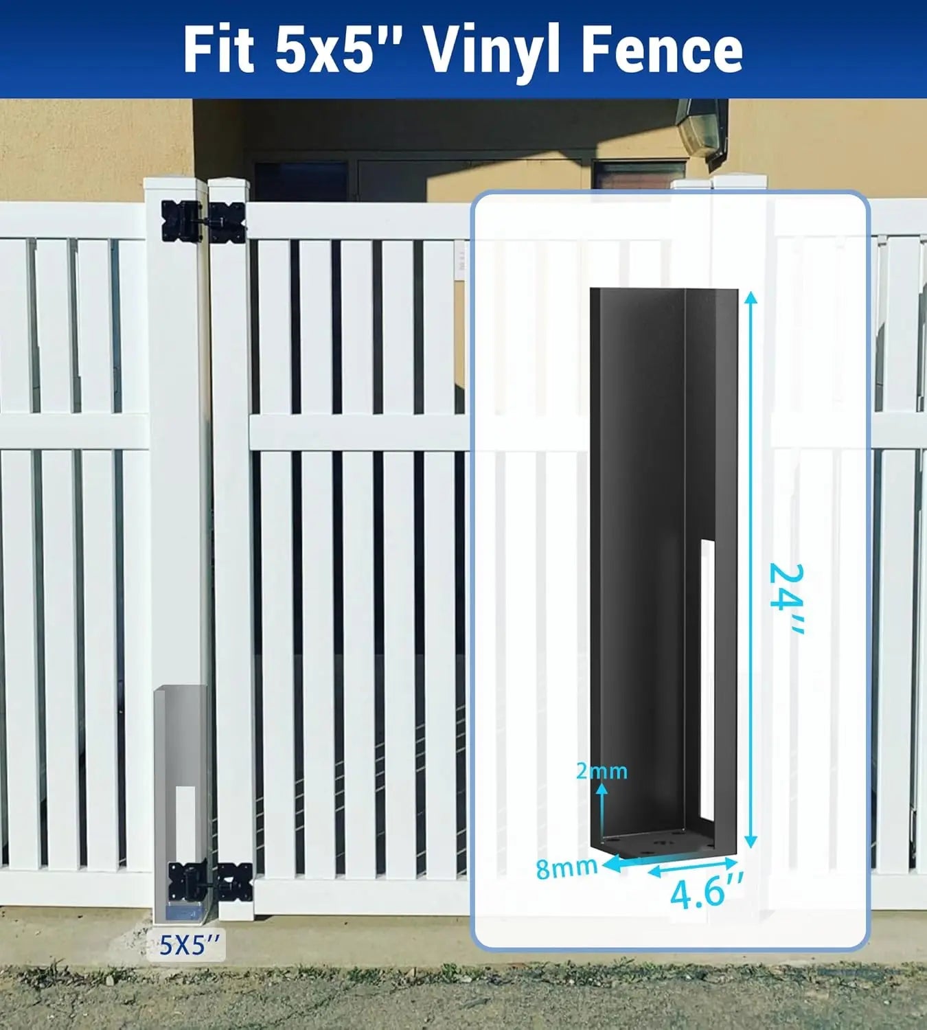 5x5x24 Vinyl Fence Post Mount Tower with Outdoor Powder Coating-6