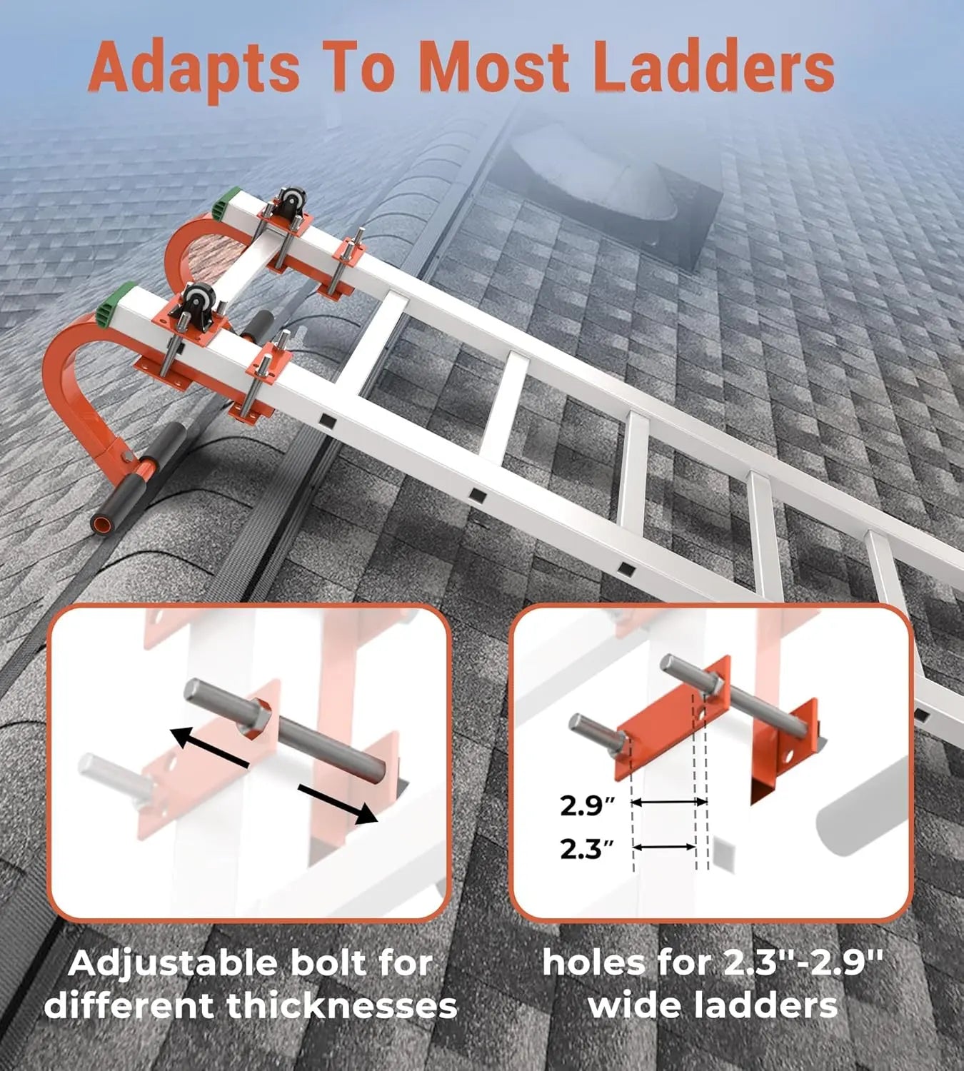Ladder Roof Hook with Wheel - Heavy Duty 500 lbs for Roof Safety-6