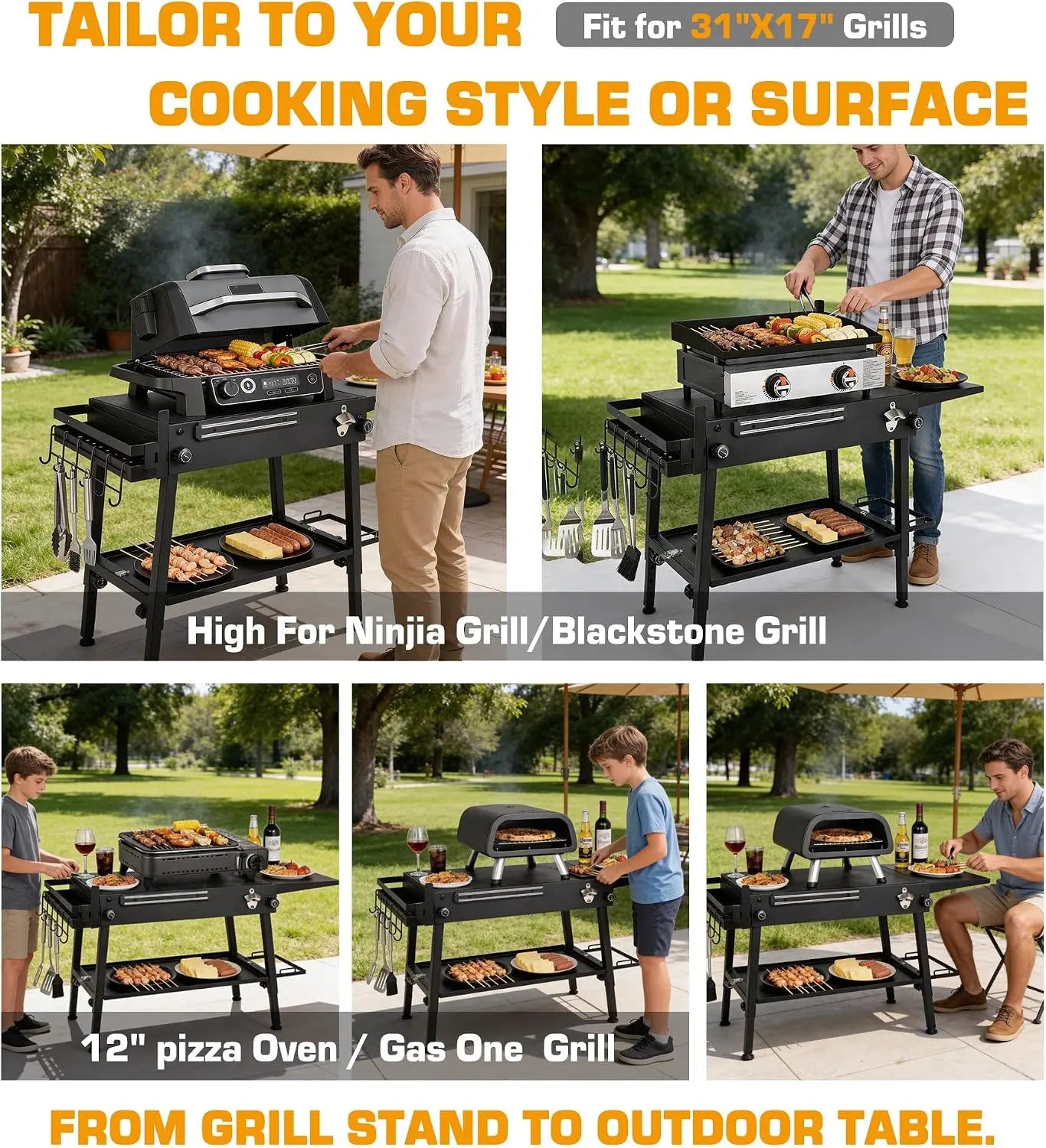 Upgraded Heavy-duty Foldable Grill Stand with Adjustable Height for Blackstone 17" & 22" Griddles