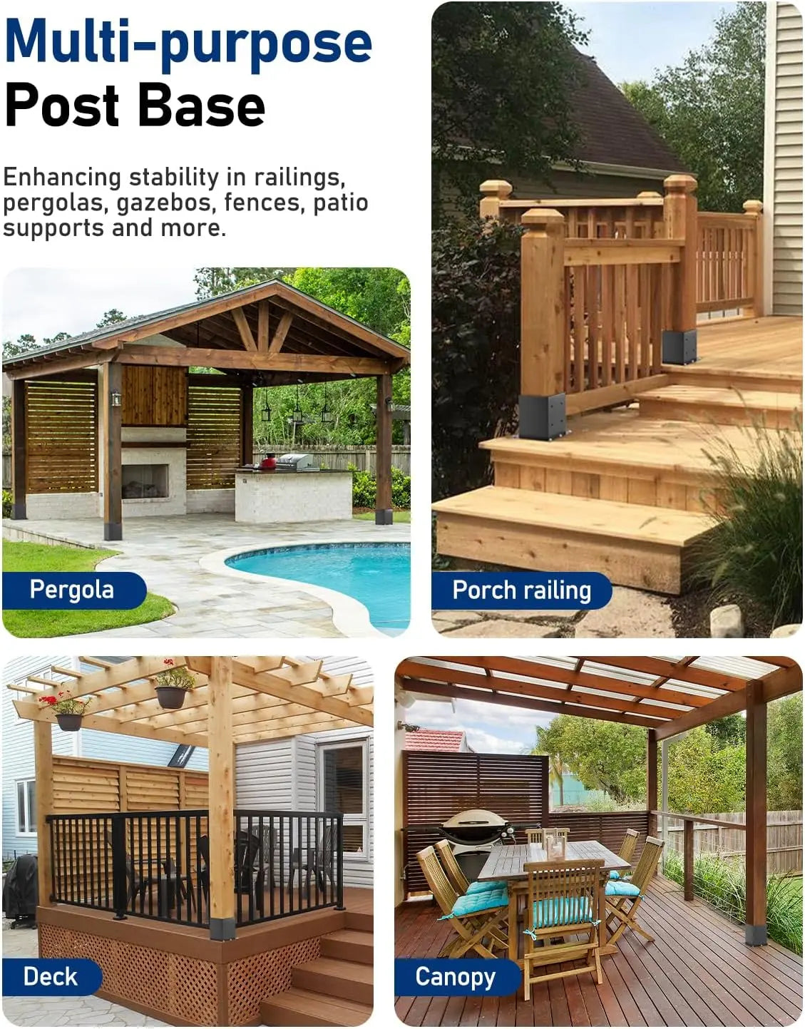 8-Pack 6x6 Raised Post Base - Heavy Duty Steel Anchor for Deck/Pergola-6