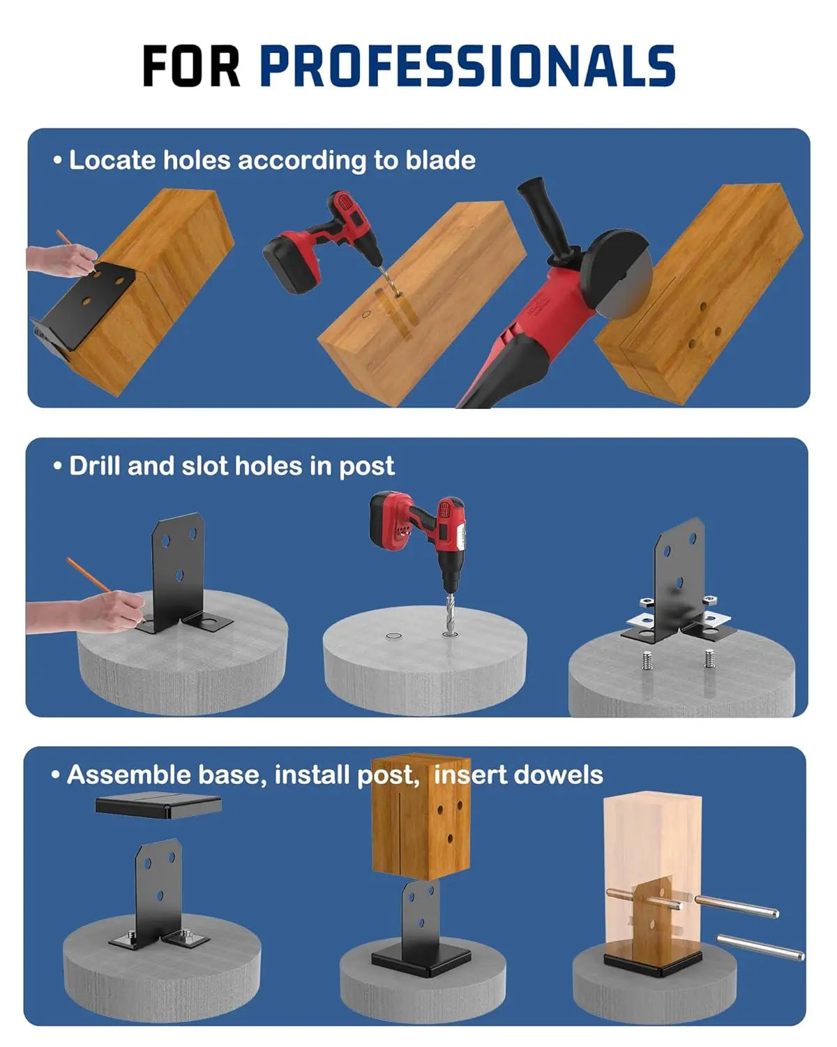 2-Pack Black Concealed Post Base for 8x8 Lumber-2