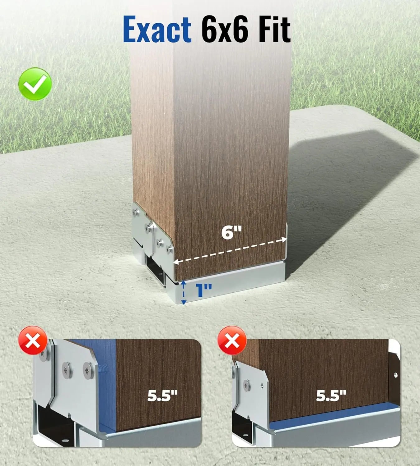 4-Pack 6x6 Heavy Duty Galvanized Post Bases-6