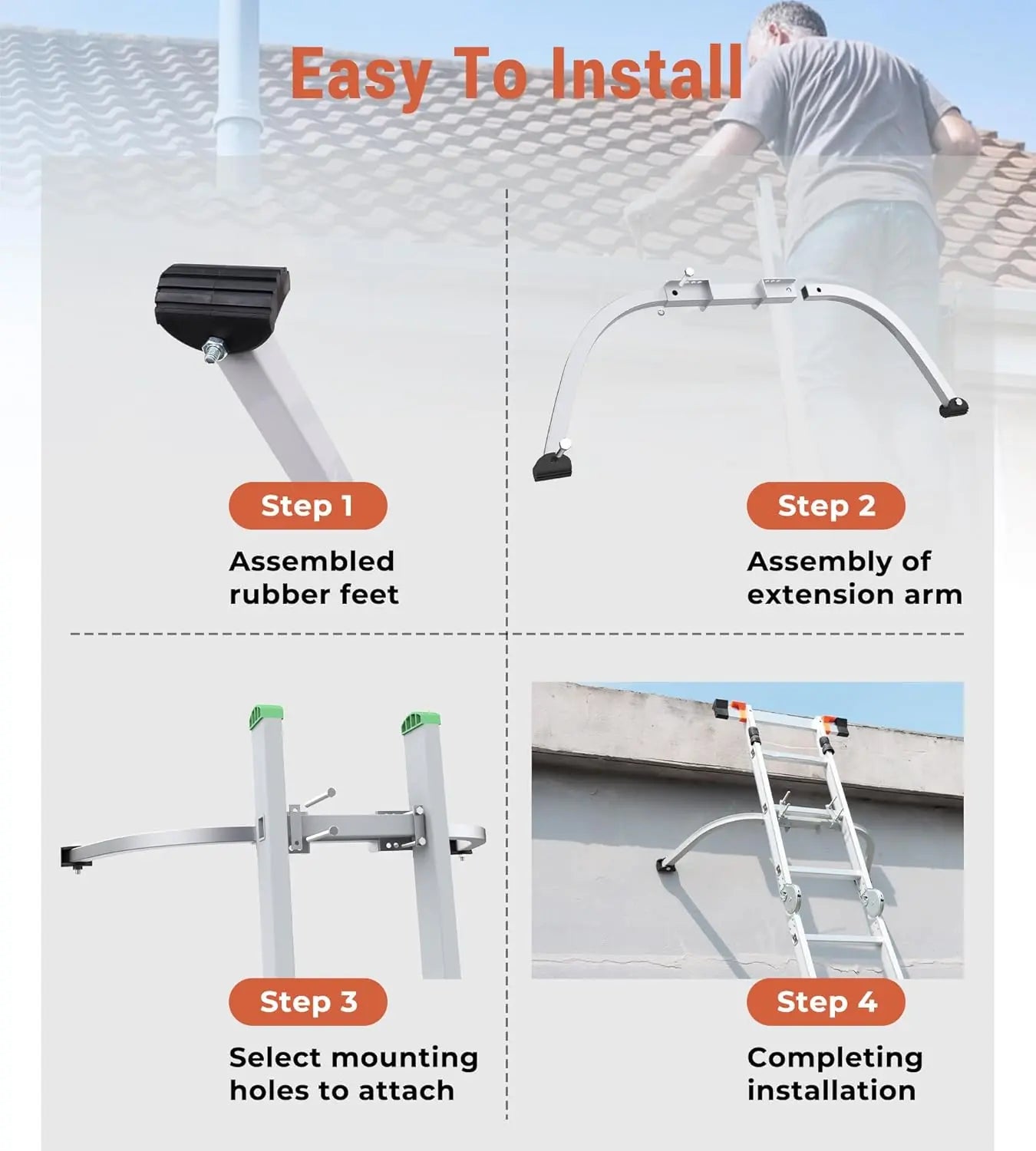 Vikofan Extension Ladder Stabilizer for Roof Gutter -7
