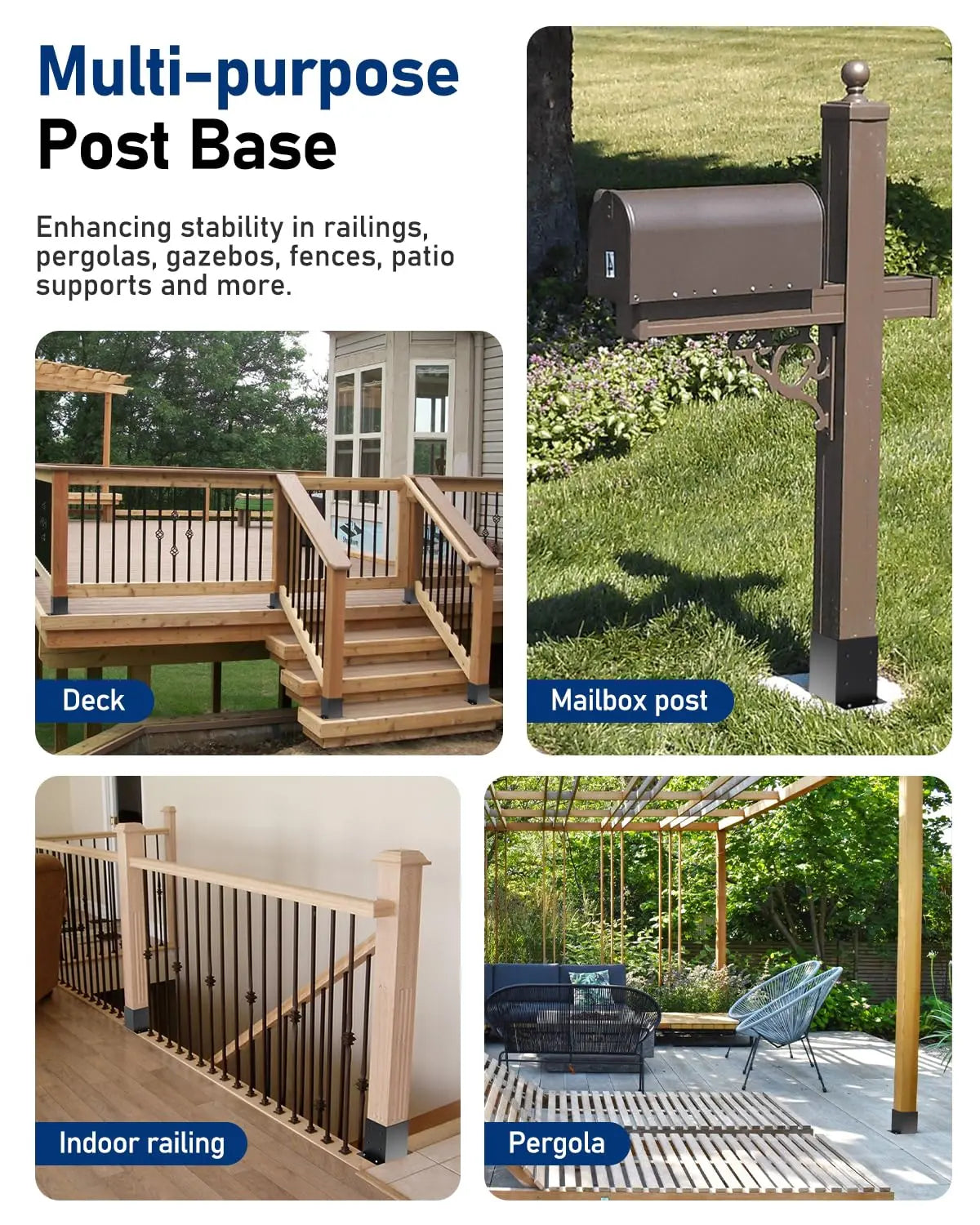 6-Pack 4x4 Edge-Mount Post Base Brackets-7