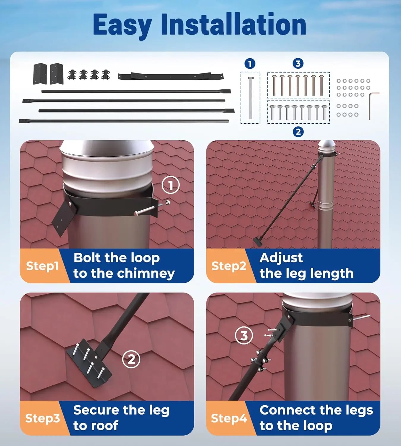 Extended Roof Chimney Support Kit -7