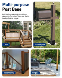 Vikofan 4-Pack 4x4 Post Base Brackets for Concrete - 3.5"x3.5" Wood Post Anchor - Deck, Fence, Pergola Raised Mount with Hardware - Rust-Resistant Black Steel