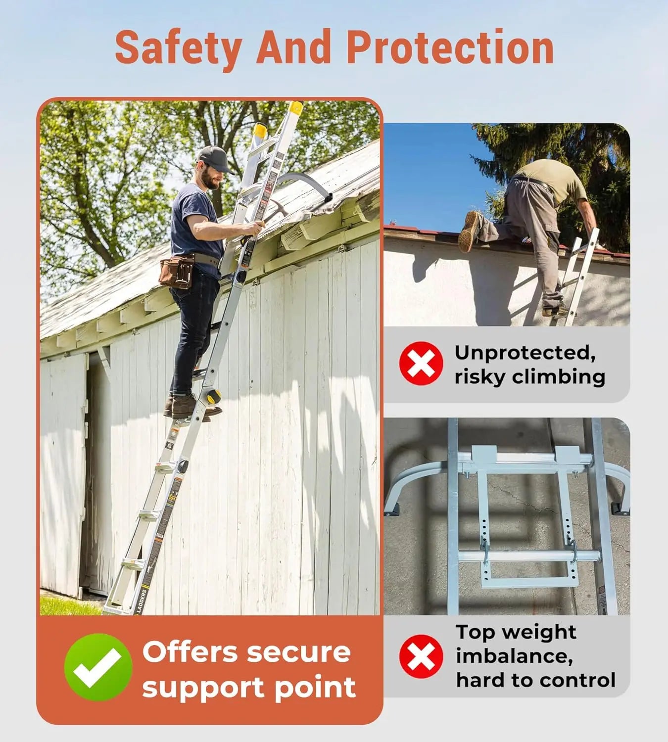 Vikofan Extension Ladder Stabilizer for Roof Gutter -2