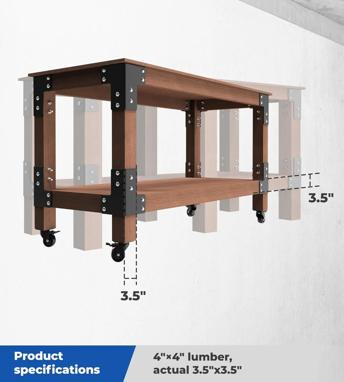 8pcs Workbench Brackets Kit with Screws 4x4 4mmThickness Heavy Duty Corner Brackets Perfect for DIY Workbench Projects-8