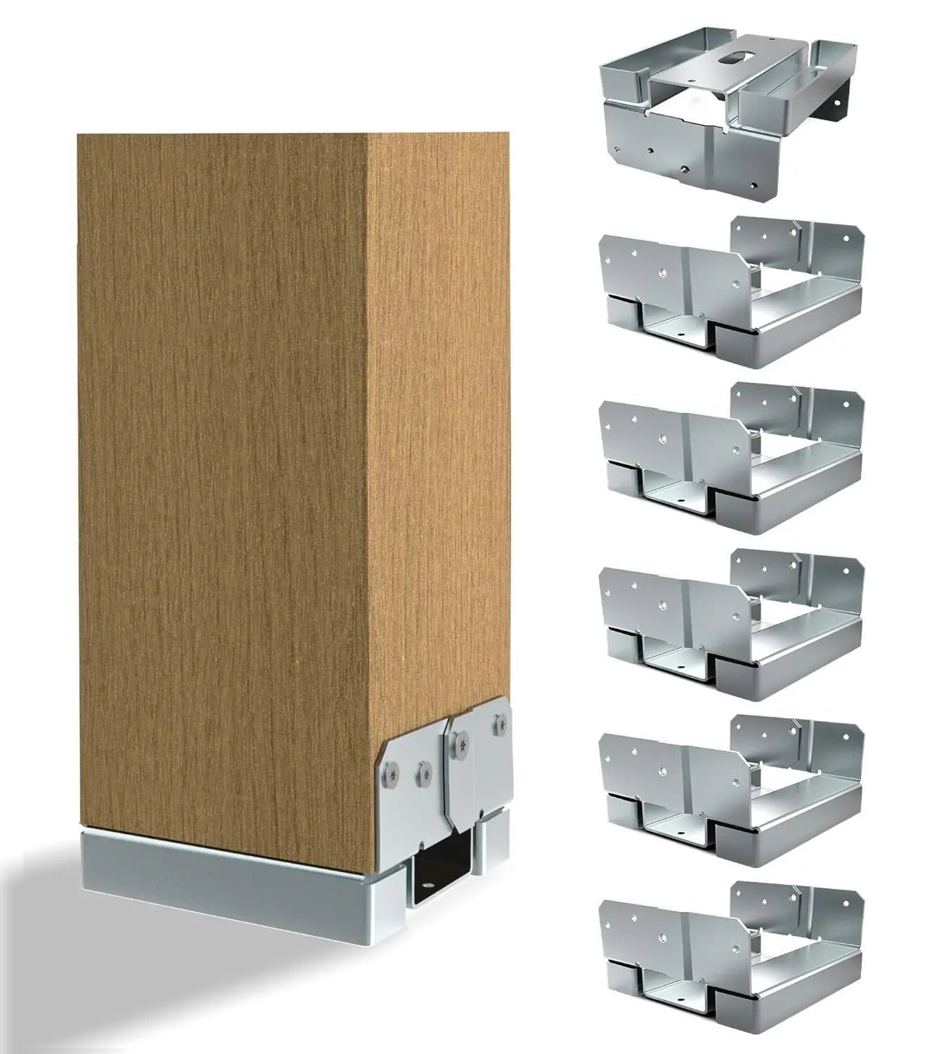 6 PCS 6x6 Adjustable Galvanized Post Base for Concrete-9